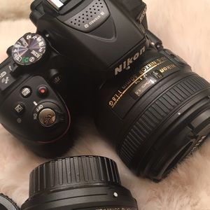 Nikon camera, lens, straps & bag